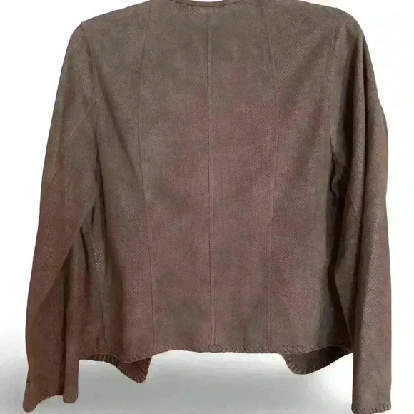 Koc Leather & Fur Open Jacket - Taupe/Greige UK 34/US size 6 - Picture 4 of 8